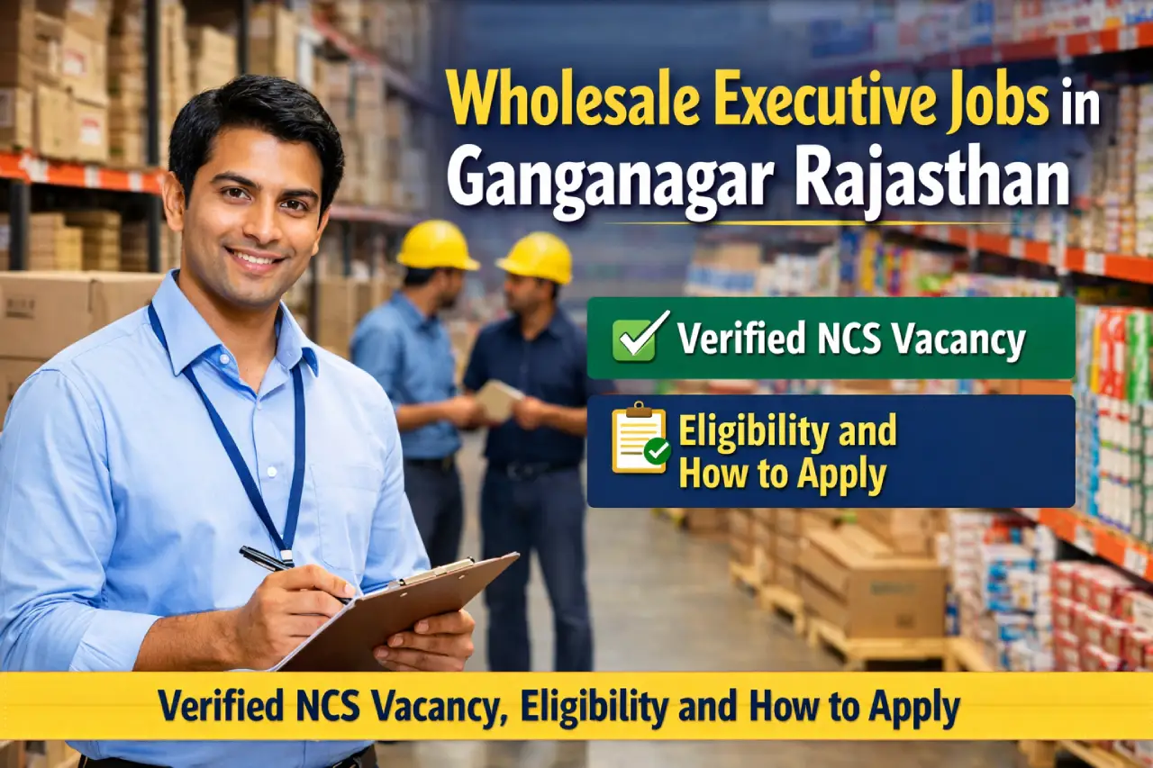 Wholesale Executive Jobs in Ganganagar Rajasthan: Verified NCS Vacancy, Eligibility and How to Apply