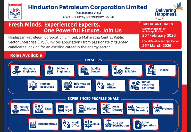 HPCL Officers Recruitment 2026: Online Application Process, Eligibility, and Selection Details