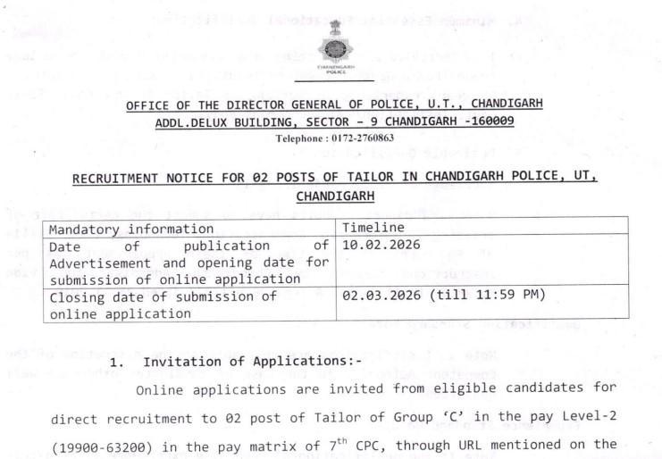 Chandigarh Police Group C Jobs 2026: Apply Online and Check Eligibility Details
