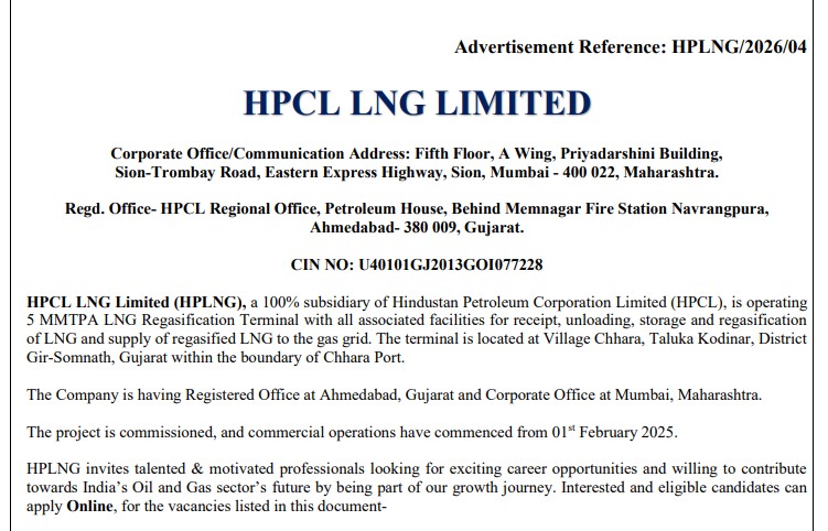 HPLNG Jobs 2026: Apply Online for Senior Engineer, Senior Officer and Multiple Vacancies