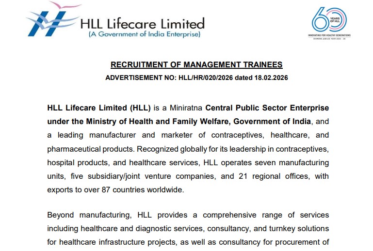 HLL Management Trainee Vacancy 2026 – 40 Posts, Eligibility and Online Application Details