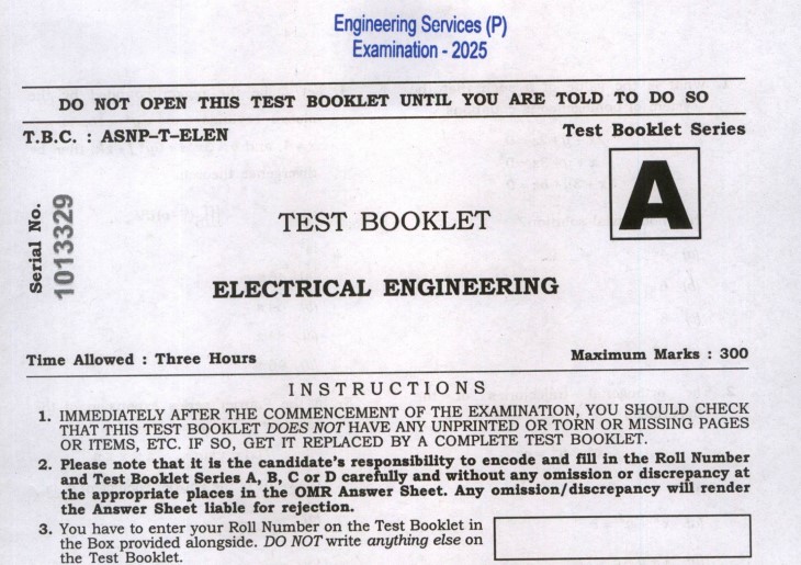 ESE Prelims 2025 Electrical Paper 2 Question Paper Download, PDF and Exam Analysis
