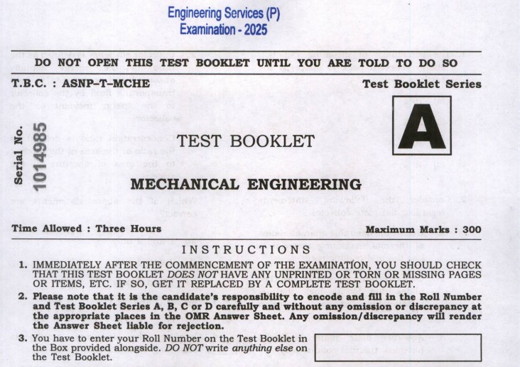 ESE 2025 Mechanical Paper II Question Paper PDF: Download Link and Details