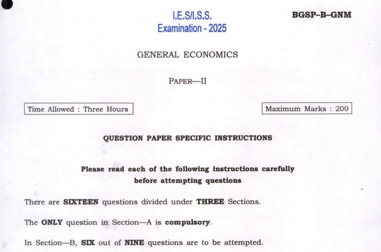 IES ISS Exam 2025 General Economics Paper II Question Paper PDF – Download and Analyse