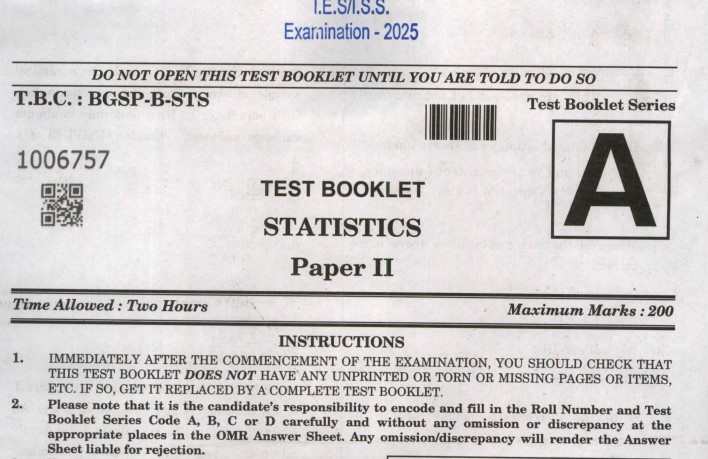 IES ISS Exam 2025 Statistics Paper 2 Question Paper PDF Download for Practice