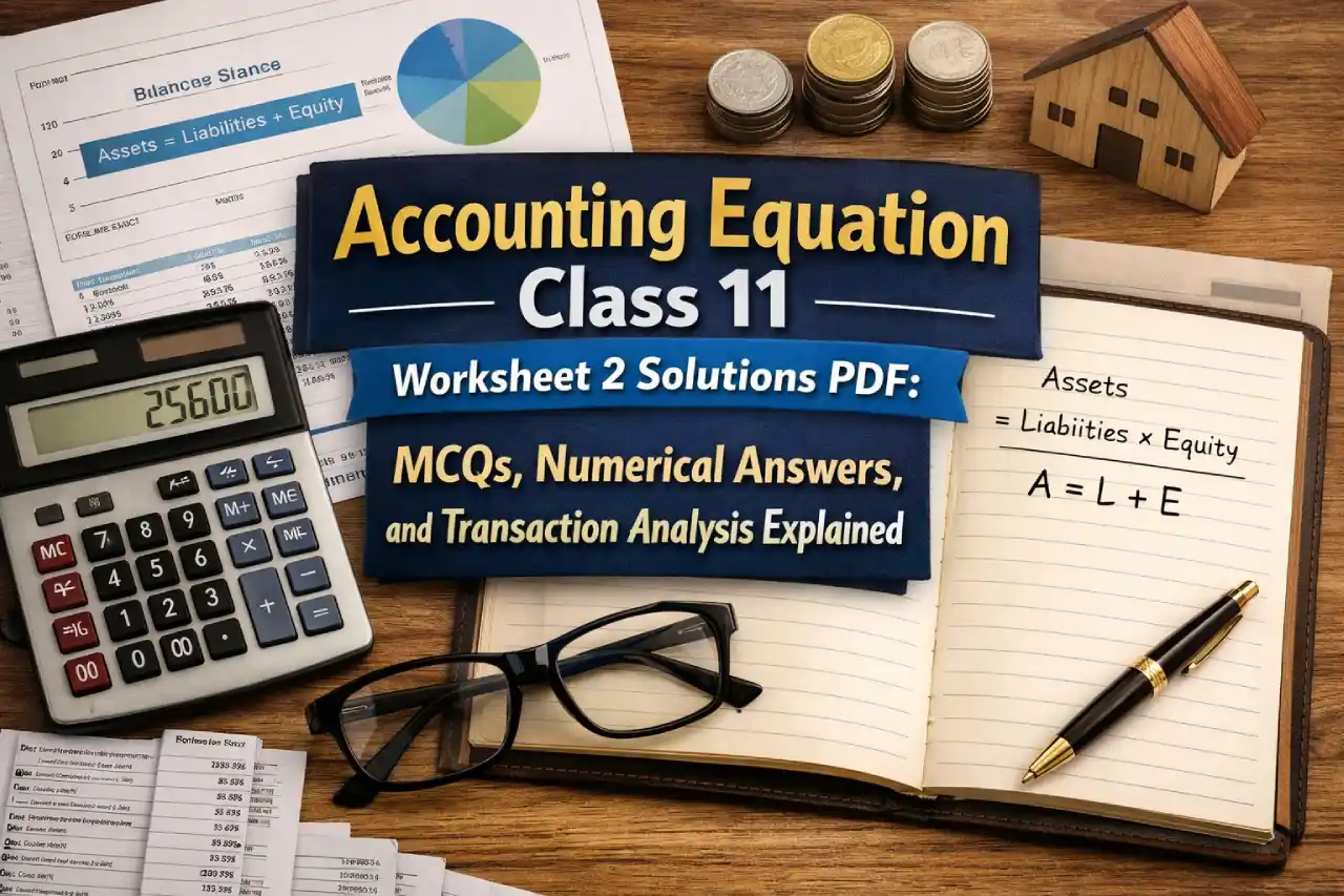 Accounting Equation Class 11 Worksheet 2 Solutions PDF: MCQs, Numerical Answers, and Transaction Analysis Explained