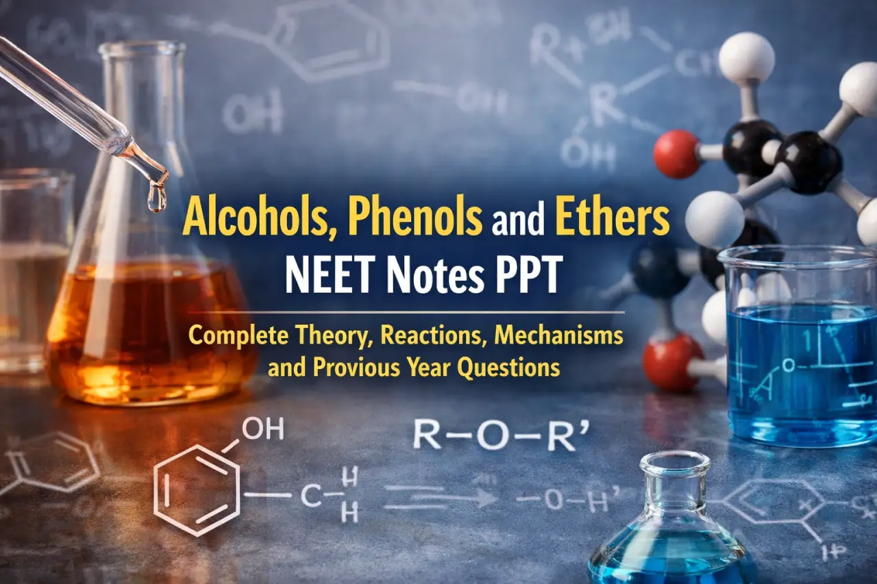 Alcohols, Phenols and Ethers NEET Notes PPT: Complete Theory, Reactions, Mechanisms and Previous Year Questions