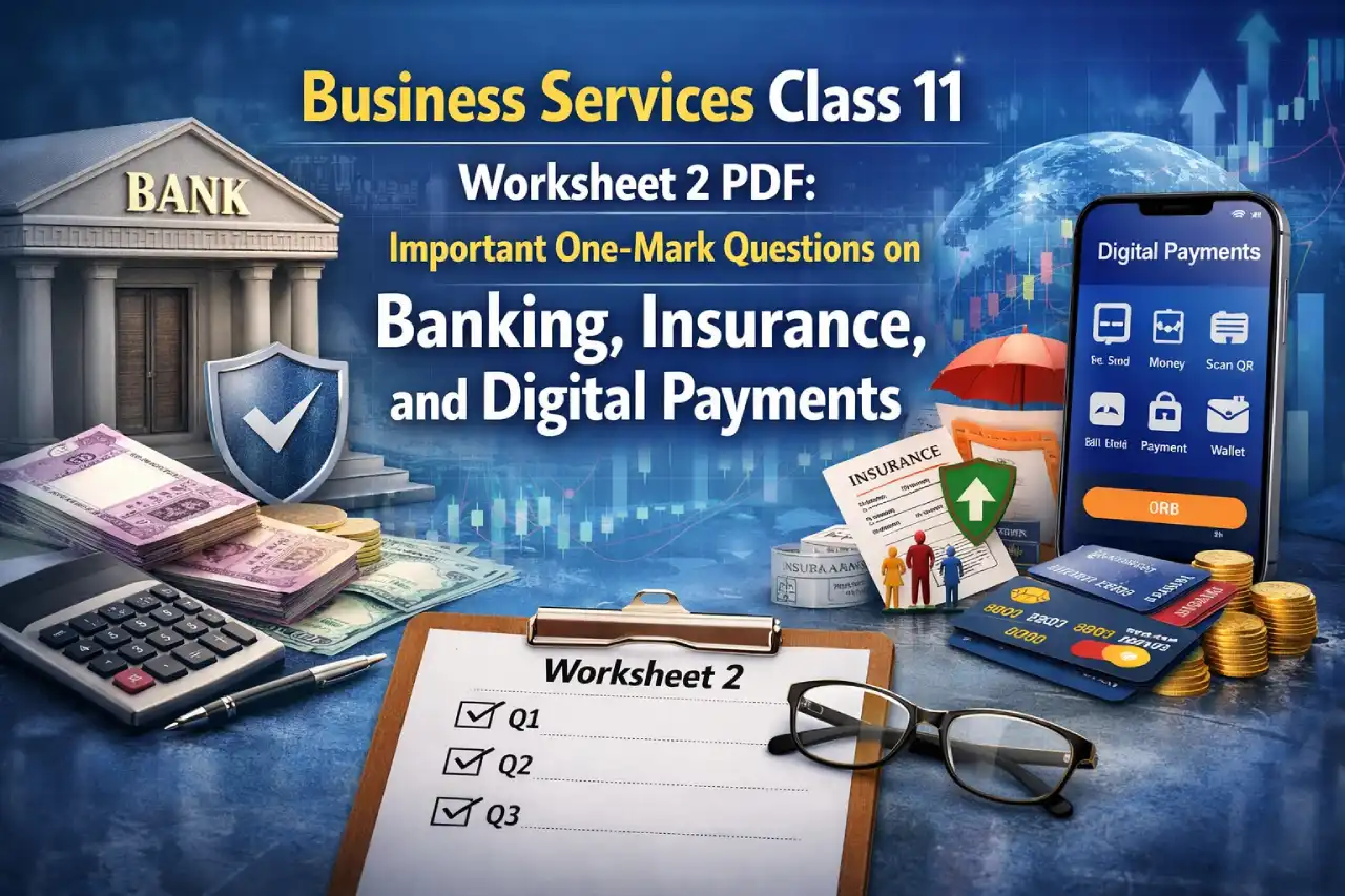 Business Services Class 11 Worksheet 2 PDF: Important One-Mark Questions on Banking, Insurance, and Digital Payments