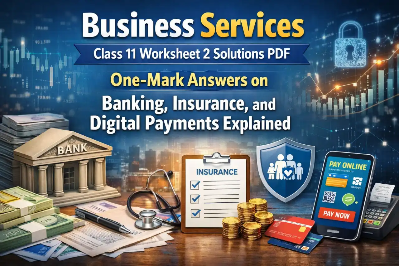 Business Services Class 11 Worksheet 2 Solutions PDF: One-Mark Answers on Banking, Insurance, and Digital Payments Explained