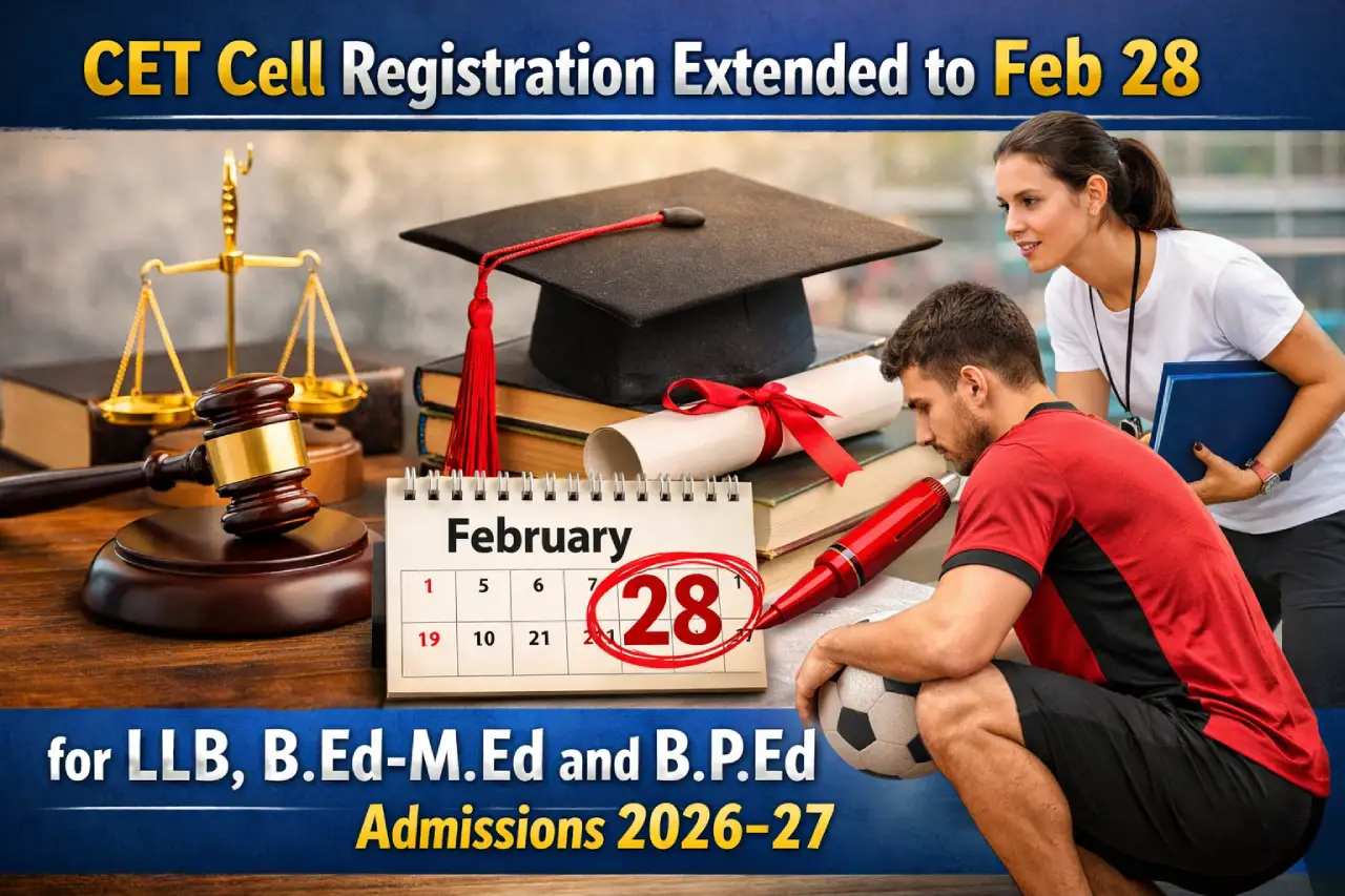 CET Cell Registration Extended to Feb 28 for LLB, B.Ed-M.Ed and B.P.Ed Admissions 2026–27