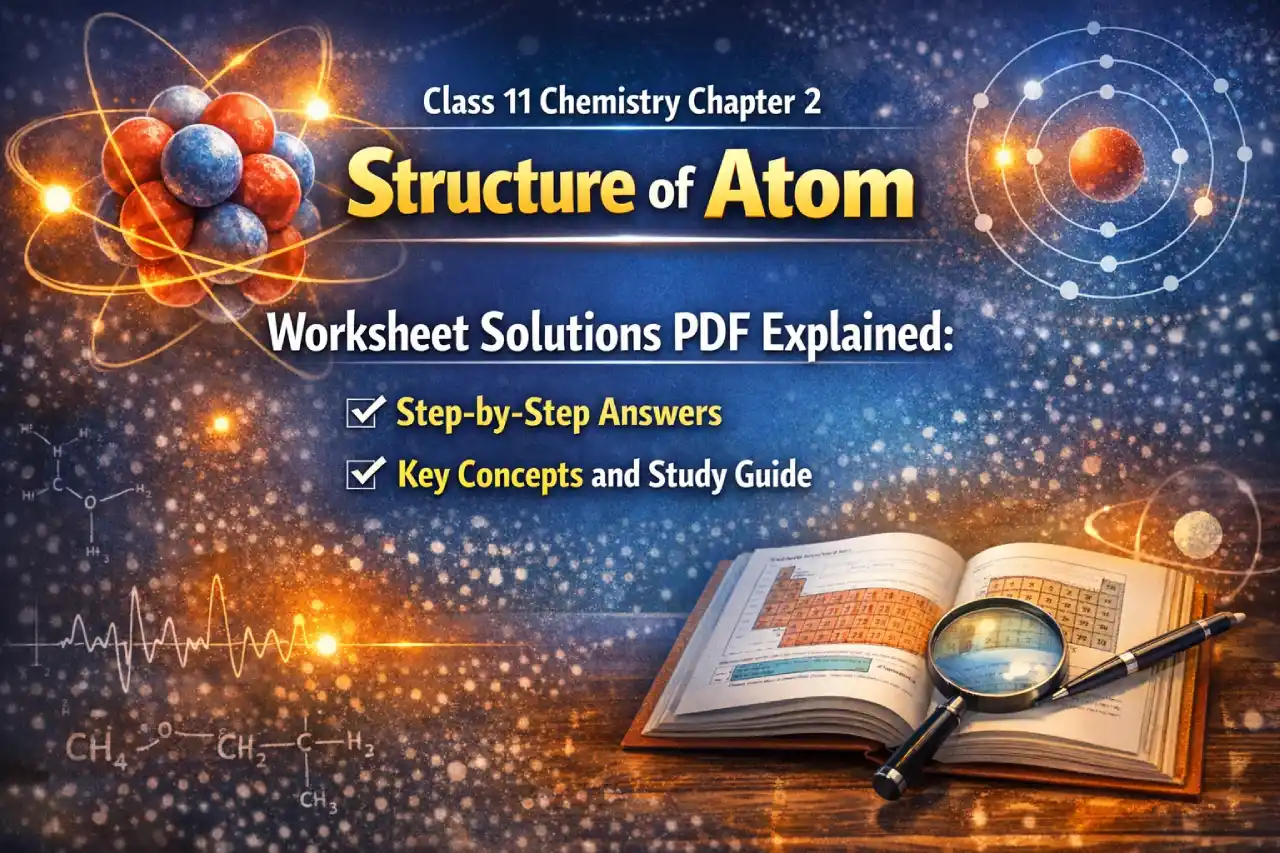 Class 11 Chemistry Chapter 2 Structure of Atom Worksheet Solutions PDF Explained: Step-by-Step Answers, Key Concepts and Study Guide