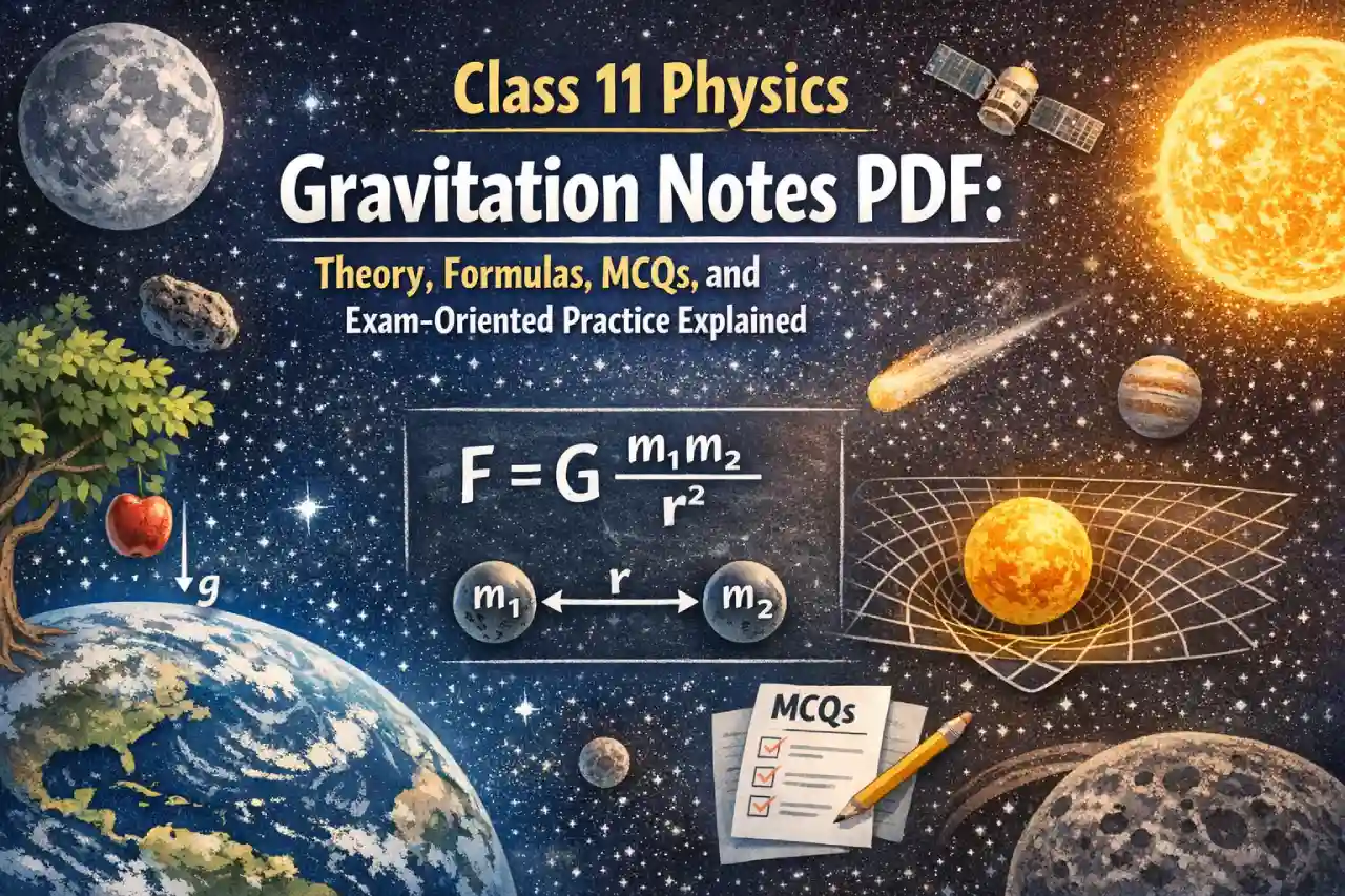Class 11 Physics Gravitation Notes PDF: Theory, Formulas, MCQs, and Exam-Oriented Practice Explained