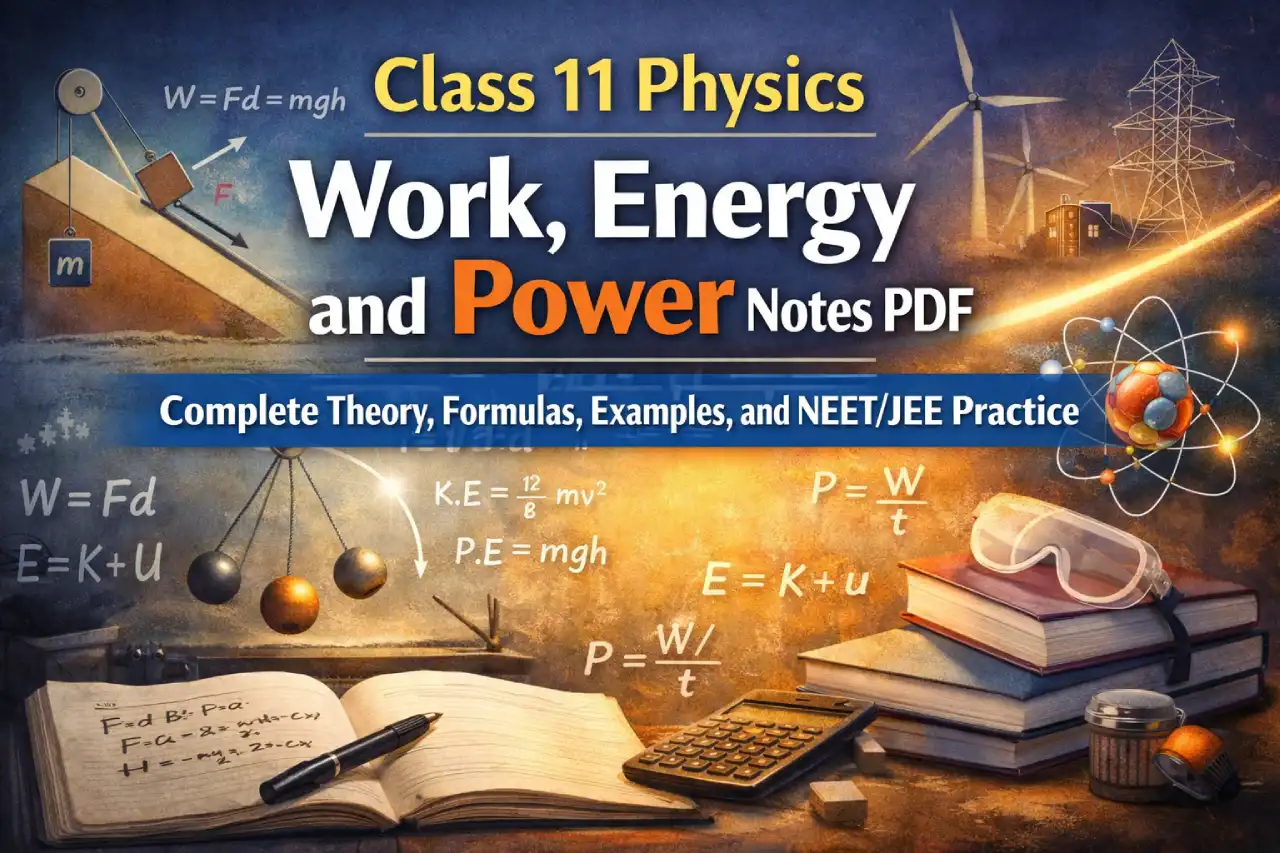 Class 11 Physics Work, Energy and Power Notes PDF: Complete Theory, Formulas, Examples, and NEET/JEE Practice