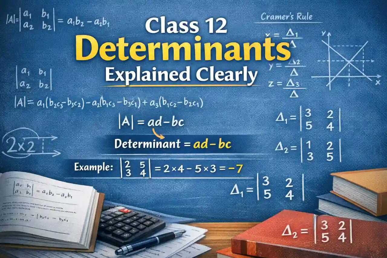 Class 12 Determinants Explained Clearly: Concepts, Properties, Examples and Cramer’s Rule Made Easy