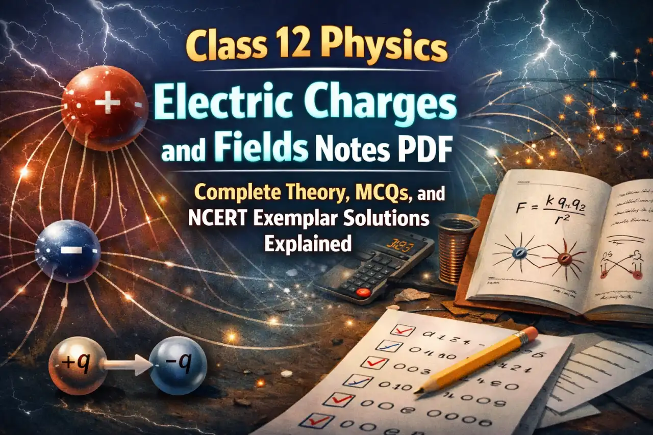 Class 12 Physics Electric Charges and Fields Notes PDF: Complete Theory, MCQs, and NCERT Exemplar Solutions Explained