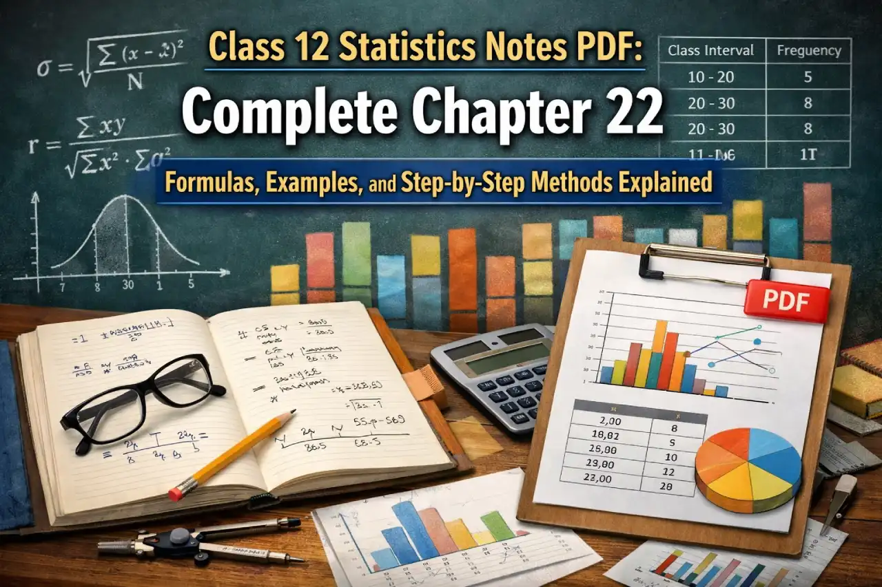 Class 12 Statistics Notes PDF: Complete Chapter 22 Formulas, Examples, and Step-by-Step Methods Explained