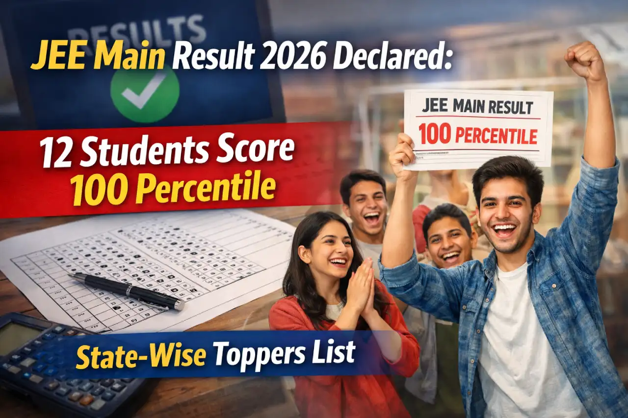 JEE Main Result 2026 Declared: 12 Students Score 100 Percentile, State-Wise Toppers List