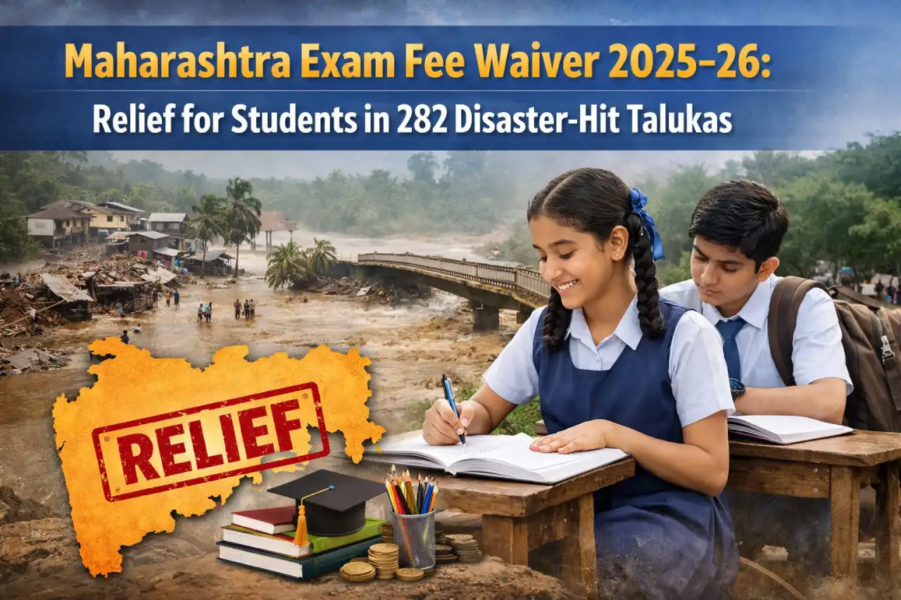 Maharashtra Exam Fee Waiver 2025–26: Relief for Students in 282 Disaster-Hit Talukas