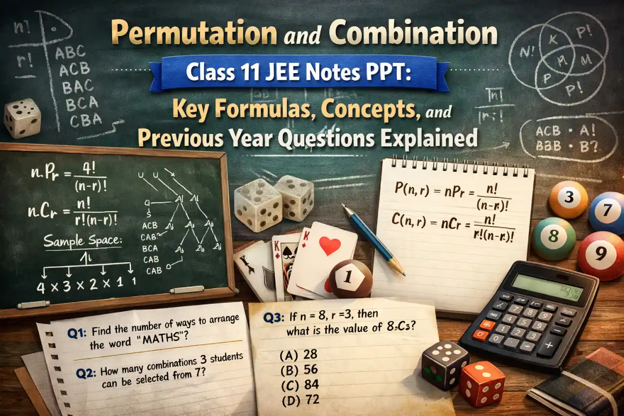 Permutation and Combination Class 11 JEE Notes PPT: Key Formulas, Concepts, and Previous Year Questions Explained