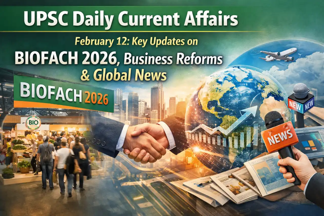 UPSC Daily Current Affairs February 12: Key Updates on BIOFACH 2026, Business Reforms & Global News