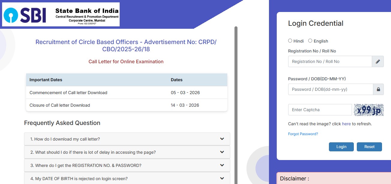 SBI CBO Admit Card 2026 Released: Direct Link and Steps to Download Hall Ticket