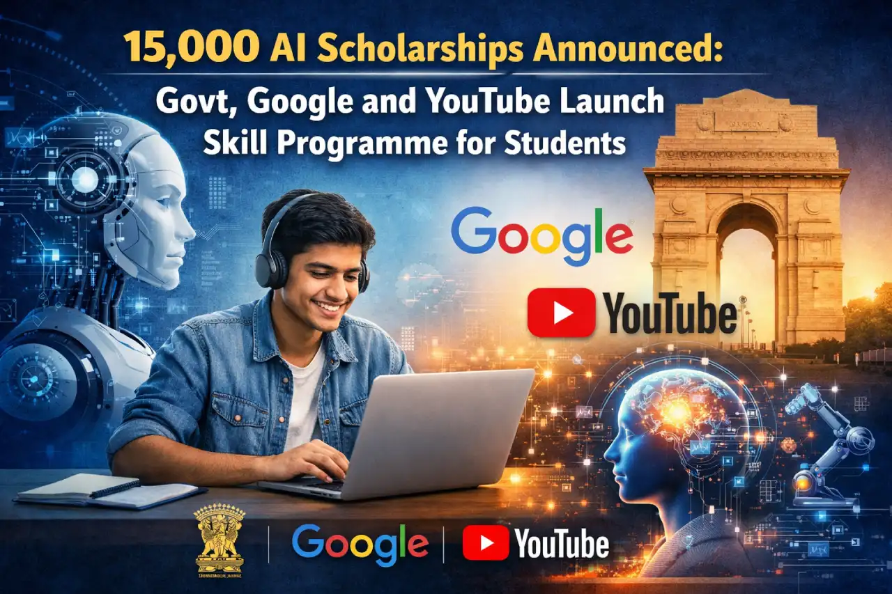 15,000 AI Scholarships Announced: Govt, Google and YouTube Launch Skill Programme for Students
