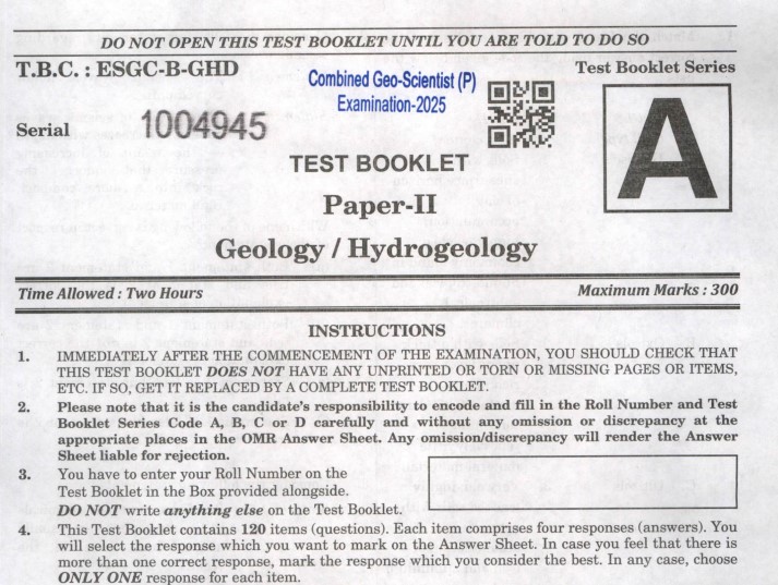 UPSC Geo Scientist 2025 Paper II Geology Question Paper PDF Download with Exam Pattern