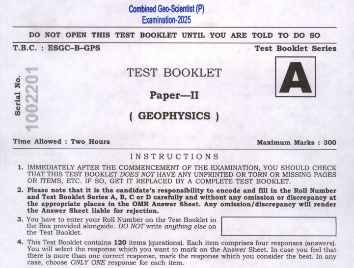 UPSC Geo Scientist 2025 Geophysics Question Paper PDF Download with Exam Pattern
