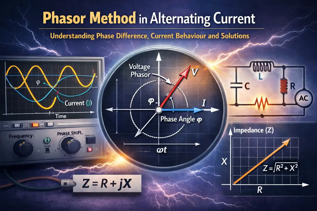 Phasor Method in Alternating Current – Understanding Phase Difference, Current Behaviour and Solutions