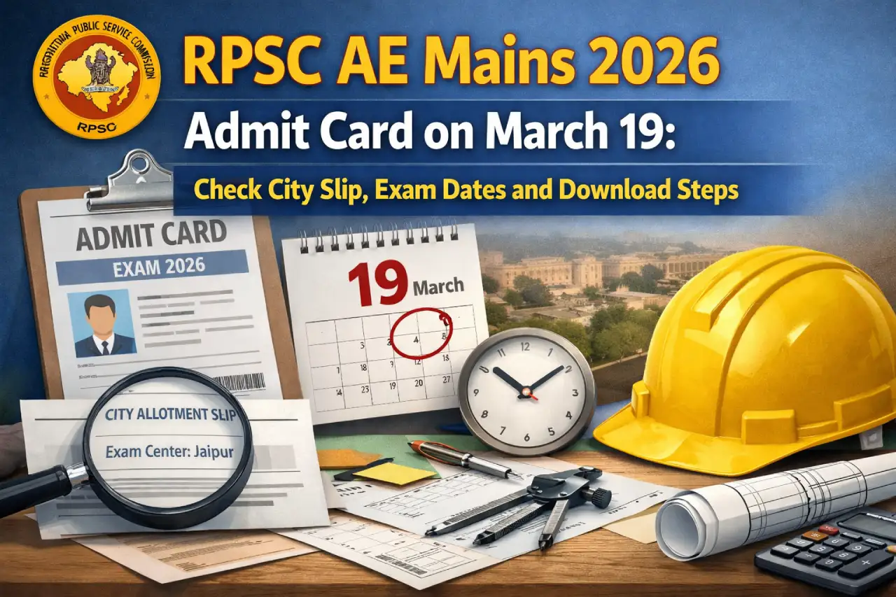 RPSC AE Mains 2026 Admit Card on March 19: Check City Slip, Exam Dates and Download Steps