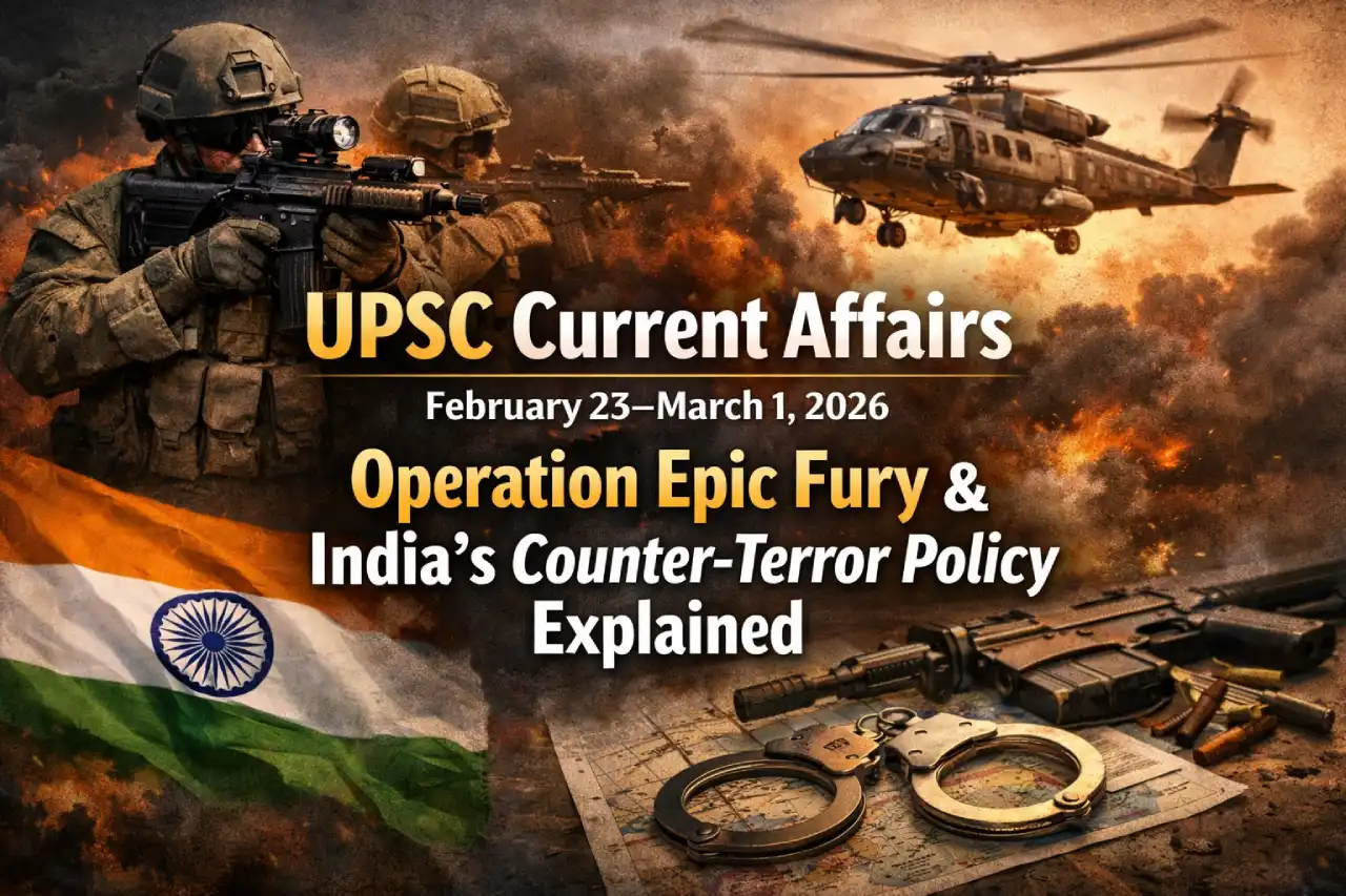 UPSC Current Affairs February 23–March 1, 2026 – Operation Epic Fury and India’s Counter-Terror Policy Explained