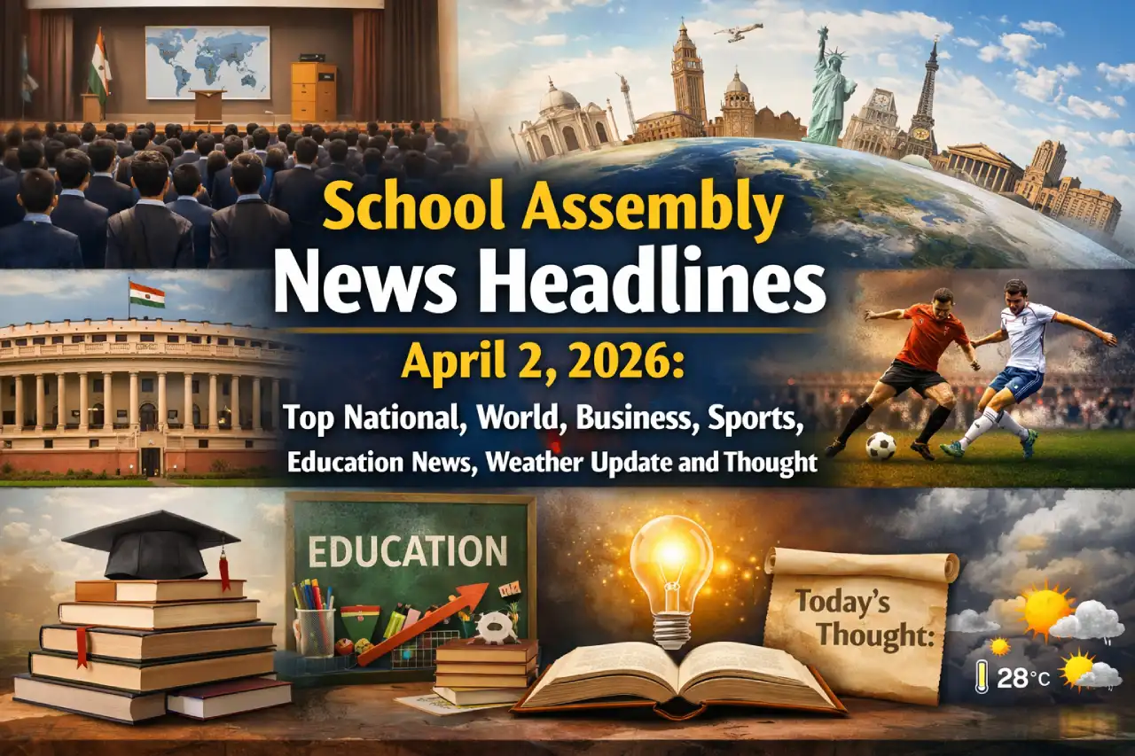School Assembly News Headlines April 2, 2026: Top National, World, Business, Sports, Education News, Weather Update and Thought
